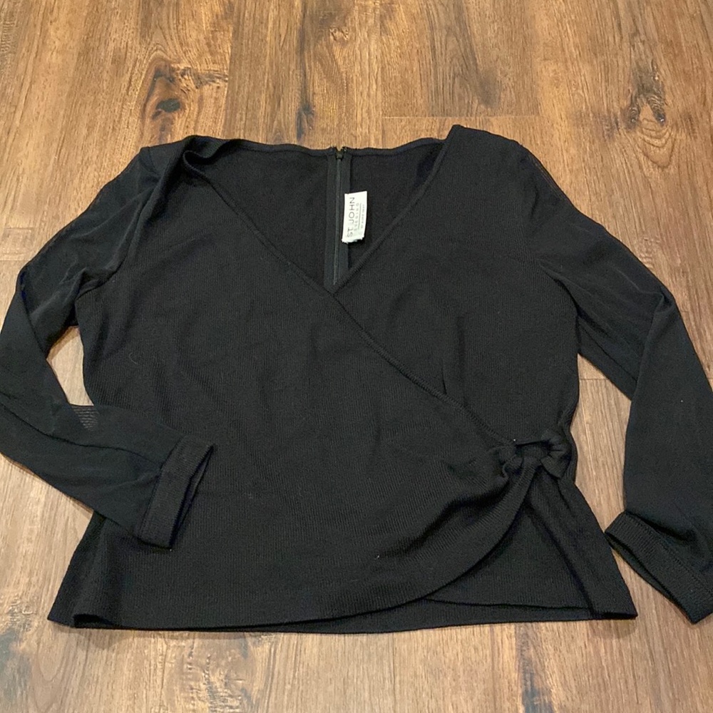 St. John Mesh Long Sleeve Wrap Top
